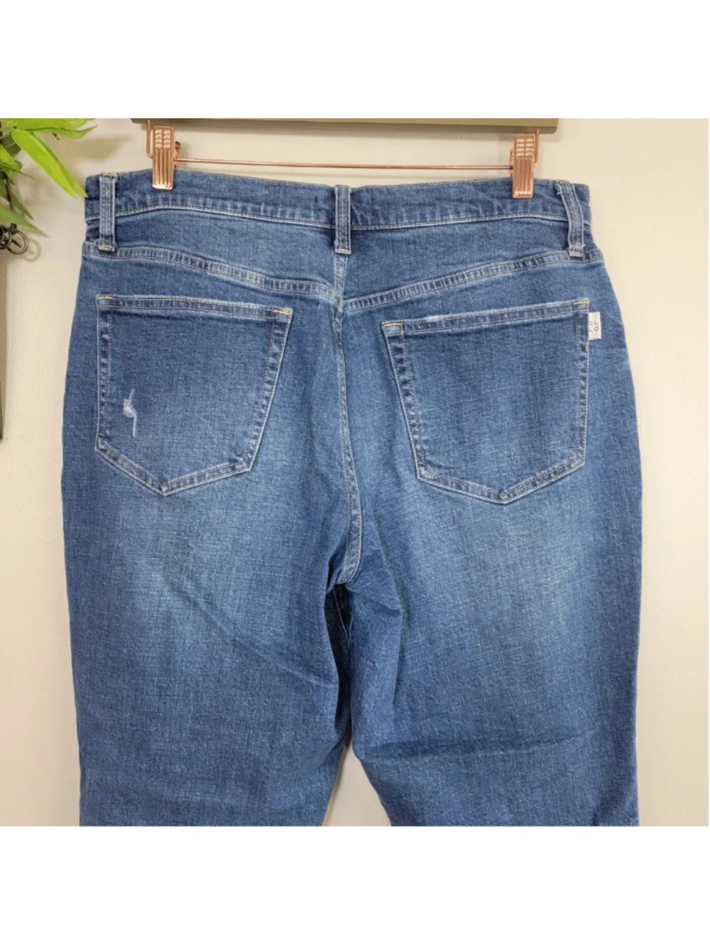 Oliver Logan 30 Ludlow Relaxed Ankle Jeans Dark Wash Distressed Slim Stretch